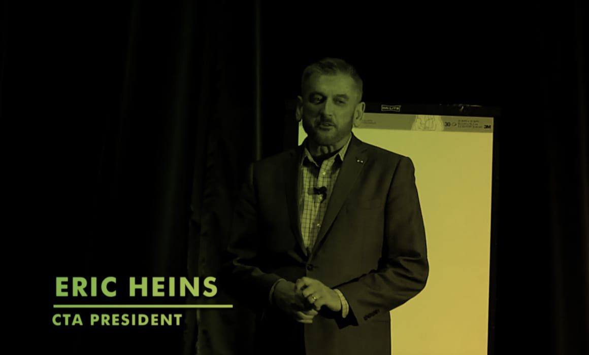 CTA President Eric Heins speaks at the 2019 Instructional Leadership Corps Conference