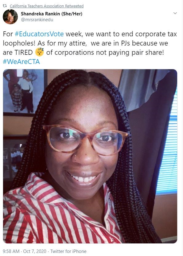 Teacher wearing pajamas