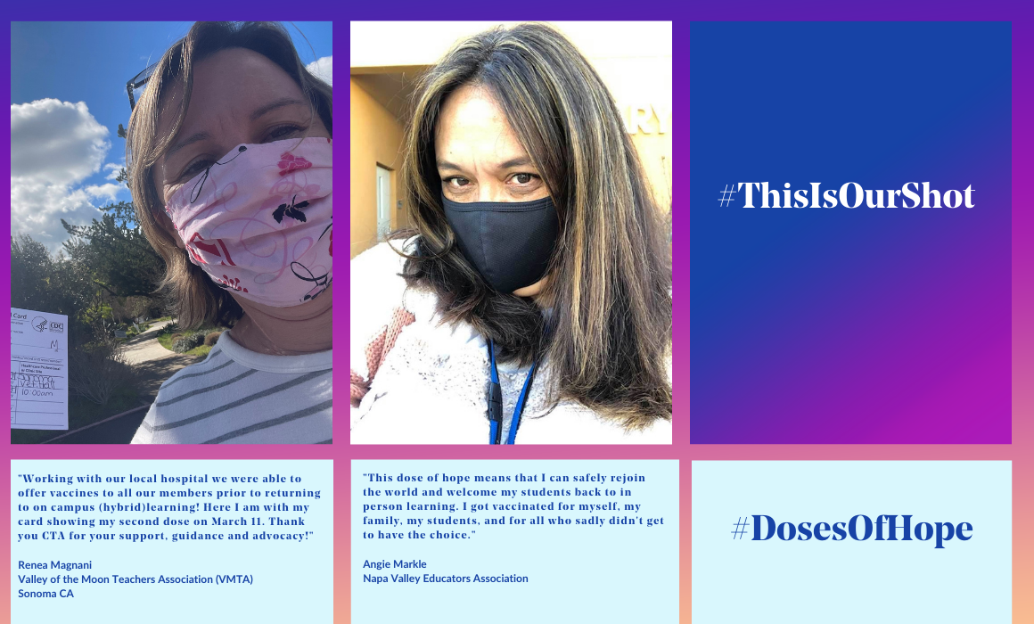 Educators delighted to get their COVID vaccine shots.