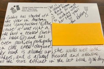 Postcard with a positive message to a student