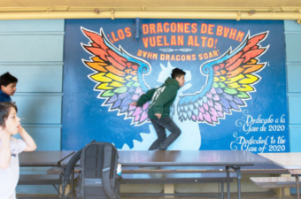 Photo of Buena Vista Horace Mann students outside the school