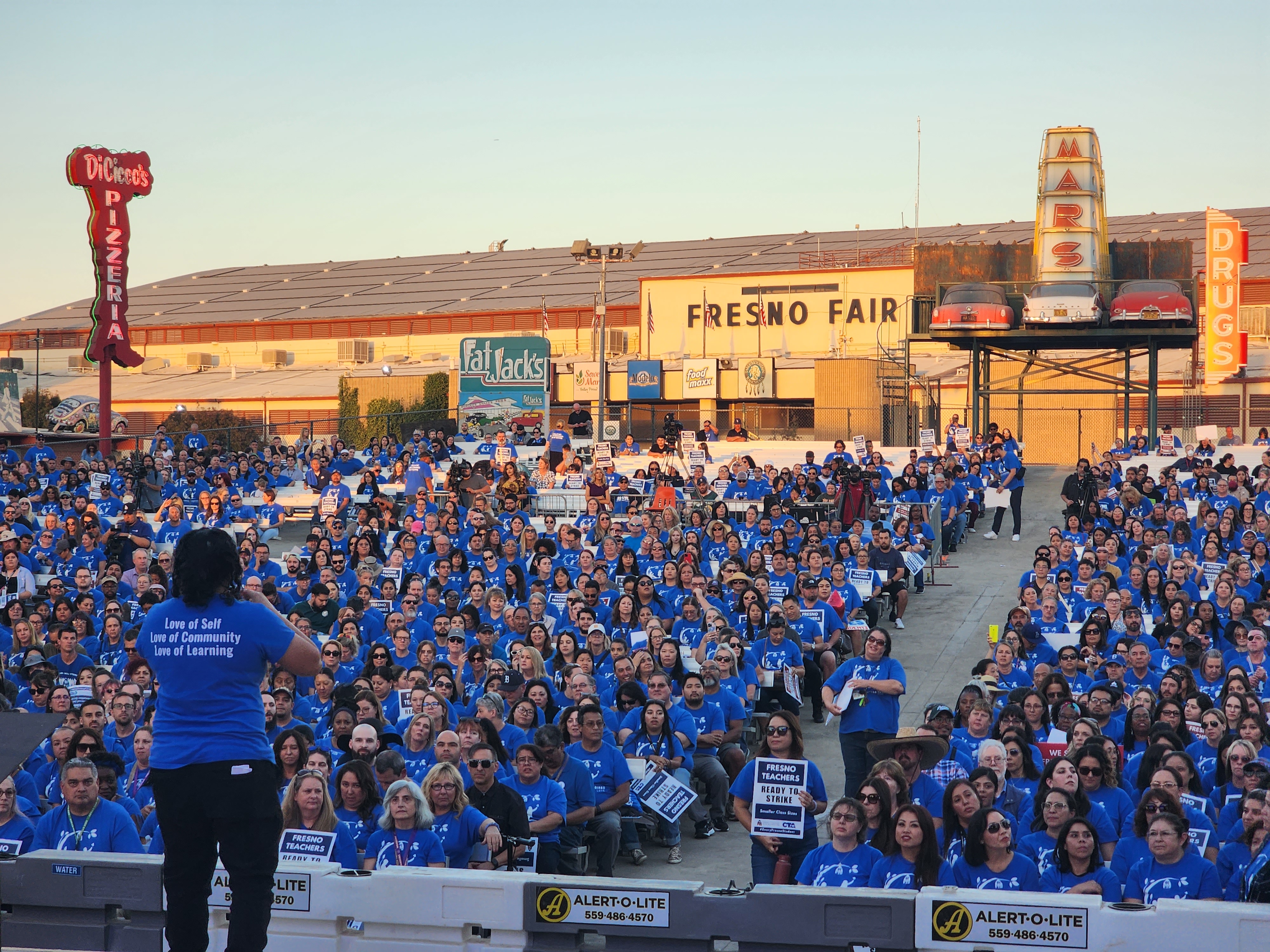 Photo of Fresno Teachers Association members at a rally
