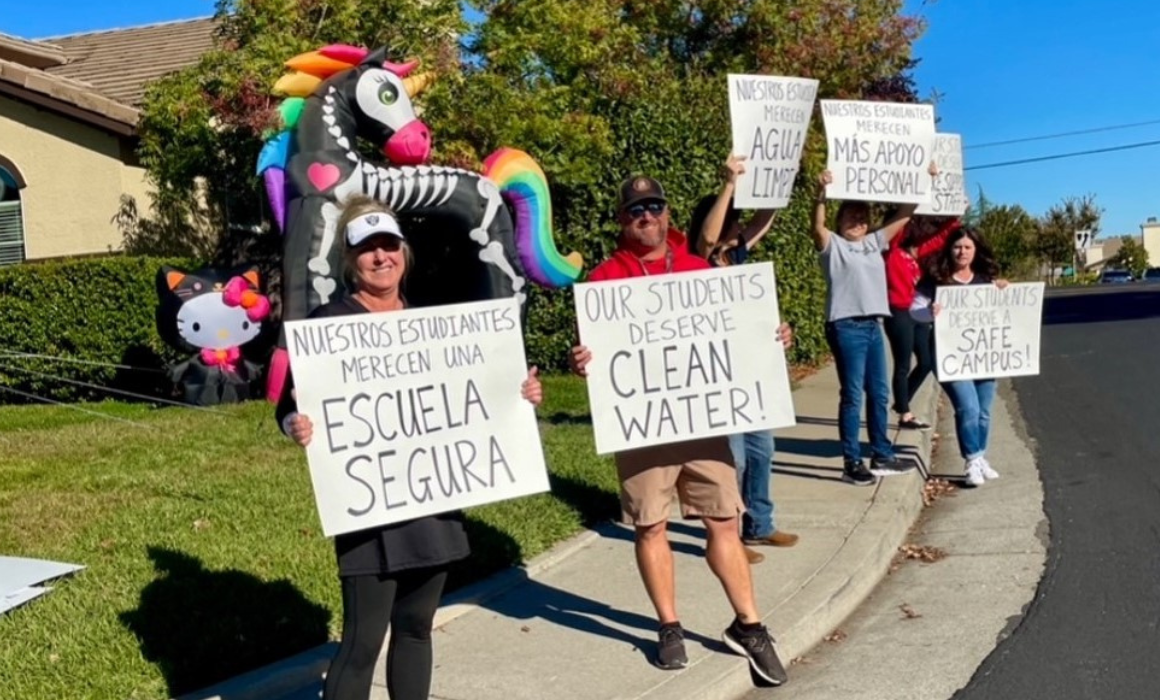 Auburn Union Teachers Association members advocating for clean drinking water at school