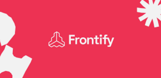 An image of a logo that reads Frontify.