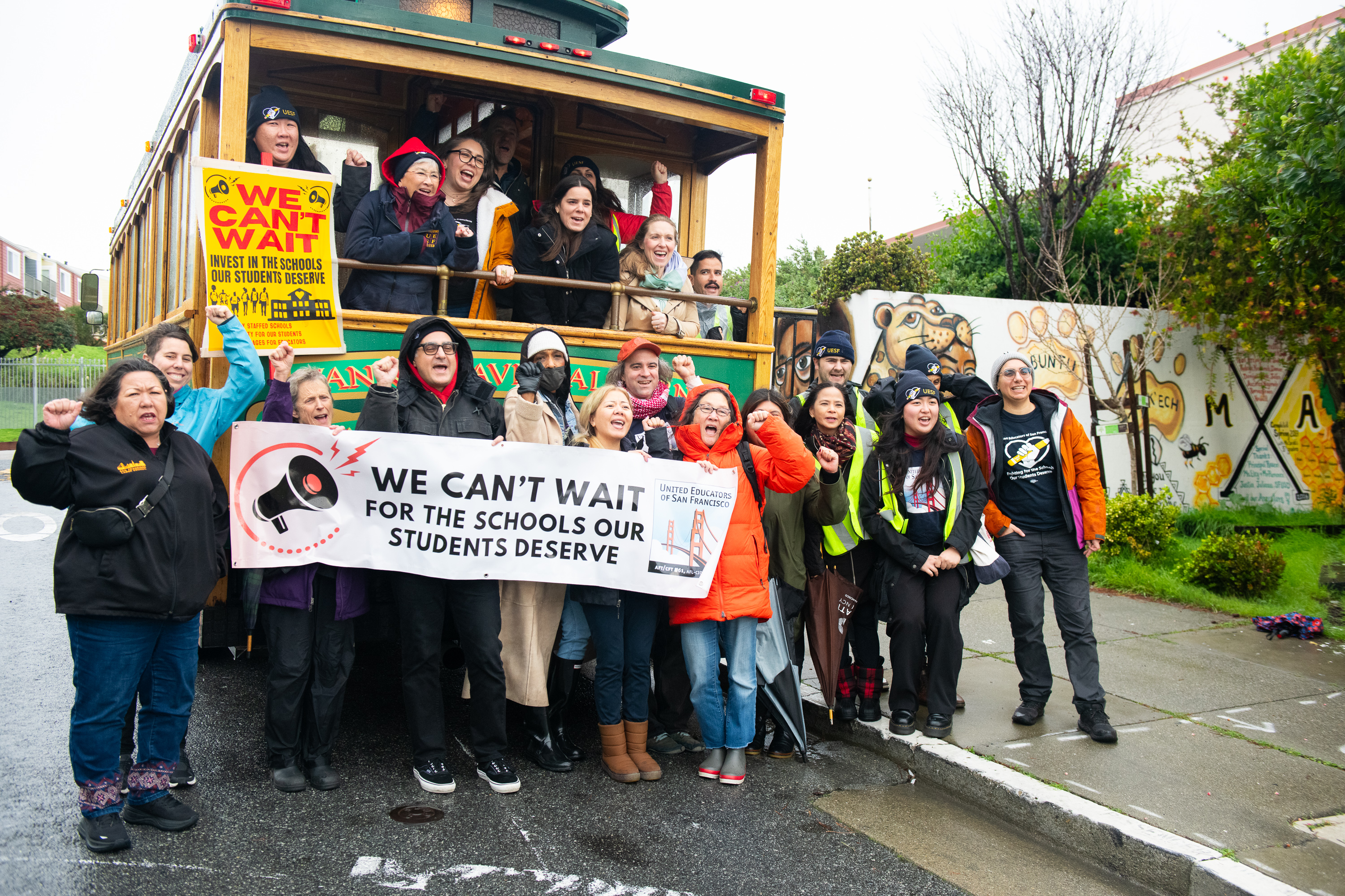 United Educators of San Francisco used a cable car to visit multiple school sites on We Can’t Wait launch day.