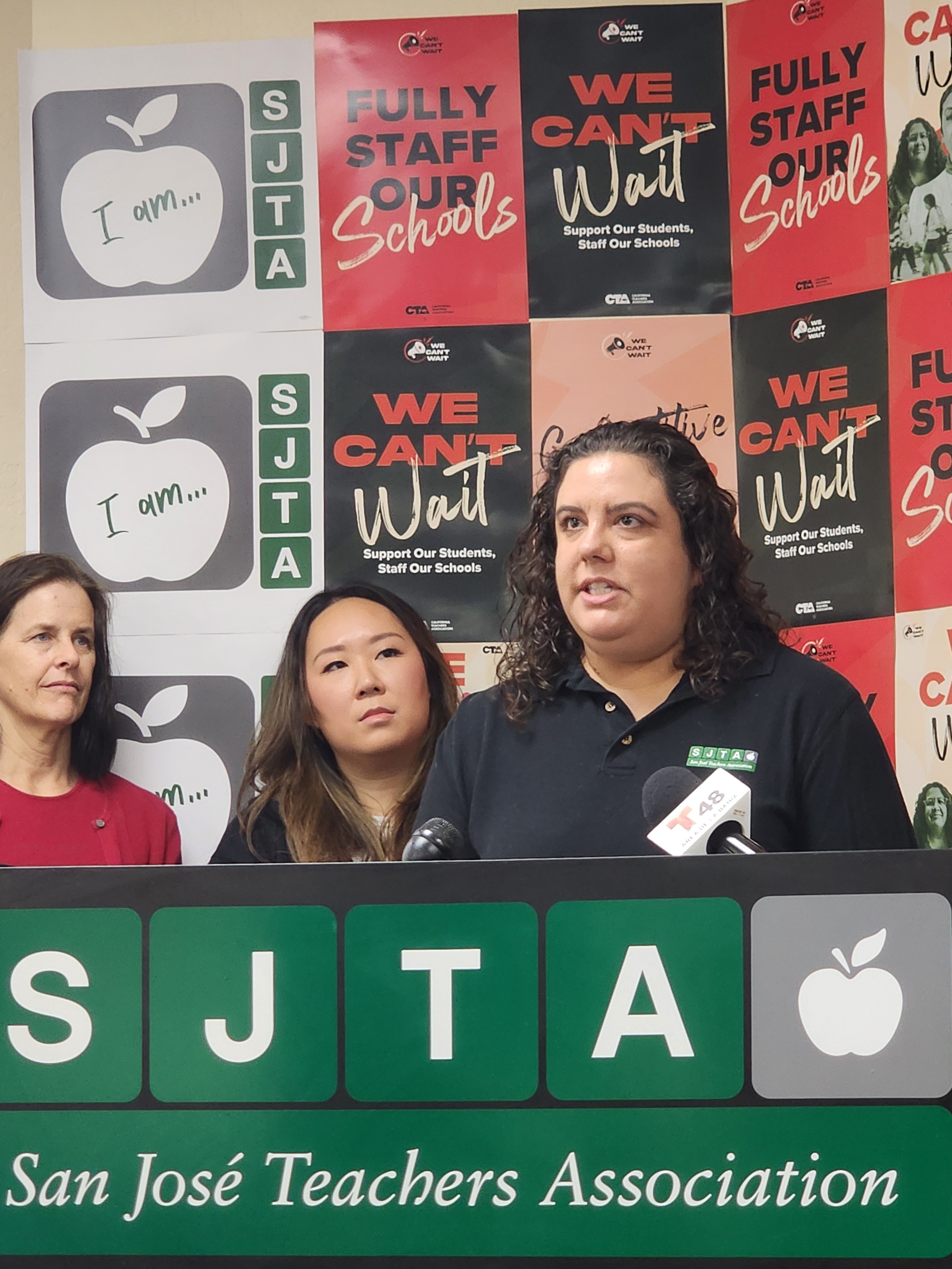 SJTA President Renata Sanchez at the We Can’t Wait press conference in San Jose.