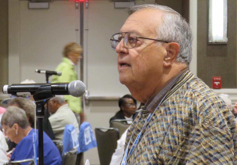 Ed Foglia, pictured in 2016 as an CTA/NEA-Retired Board Member, advocates for CTA tocontinue actions to repeal GPO and WEP.