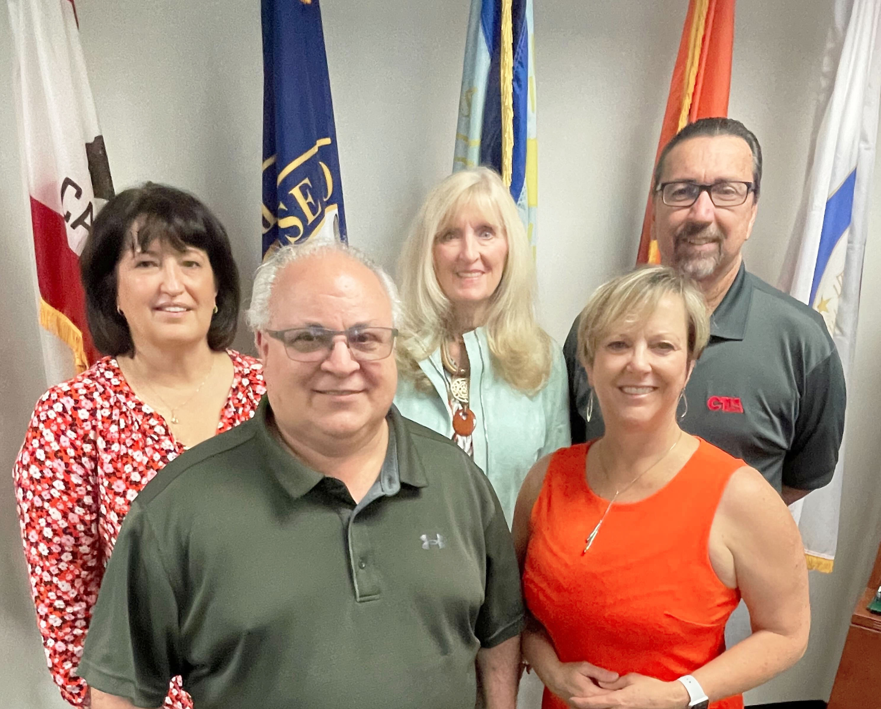 Left to right: Fullerton Secondary Teachers Org. President Angie Cencak, CTA staff Cliff Schuster, Assn. of Placentia-Linda Educators President Linda Manion, Capistrano Unified Education Assn. 2nd Vice Pres. Jenn Vega and CTA Board Member Grant Schuster met with Rep. Young Kim's staff.
