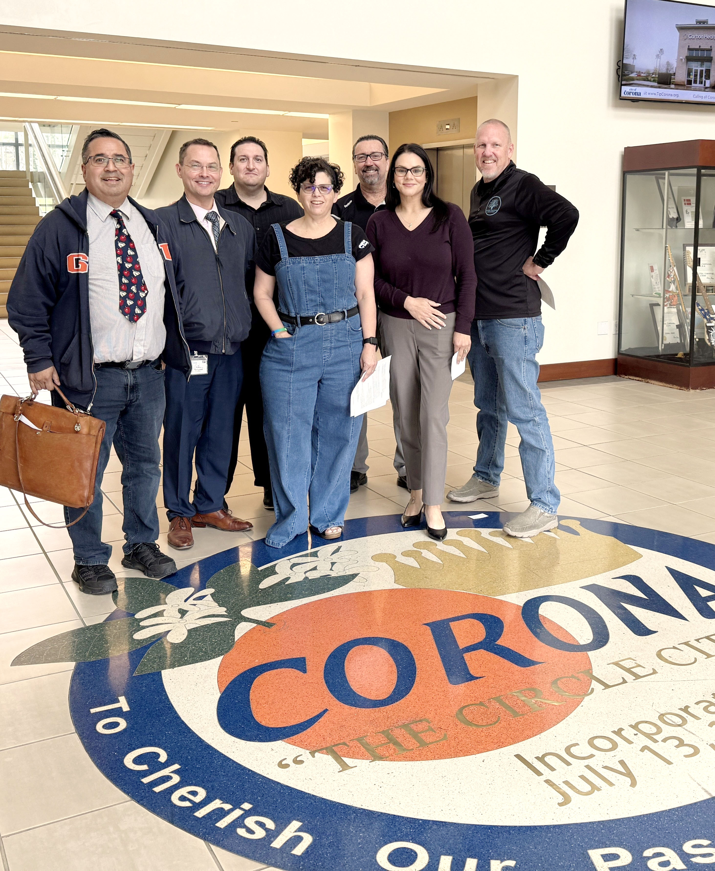 The delegation that met with Rep. Ken Calvert's staff are "optimistic" he will support public education. Left to right Lake Elsinore Teachers Assn. President Mario Montano, Corona-Norco Teachers Assn. (CNTA) Vice Pres. Ben Williams, CTA Board Member Joe Bartell, CNTA President Meg E'amato, CTA Board Member Grant Schuster, Menifee Teachers Assn. Vice Pres. Paola Lindquist and VP-Operations Bill Fishburn.