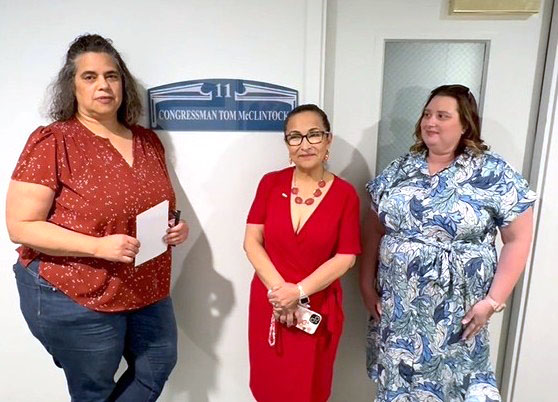 CTA/NEA-Retired member Kelly Villalobos, CTA Board Member Eva Ruiz and Los Banos Teachers Assn. member Jennifer Wilkin tried to set up a meeting with Rep. Tom McClintock, who never responded. They went to his office during designated walk-in hours but found the door locked.