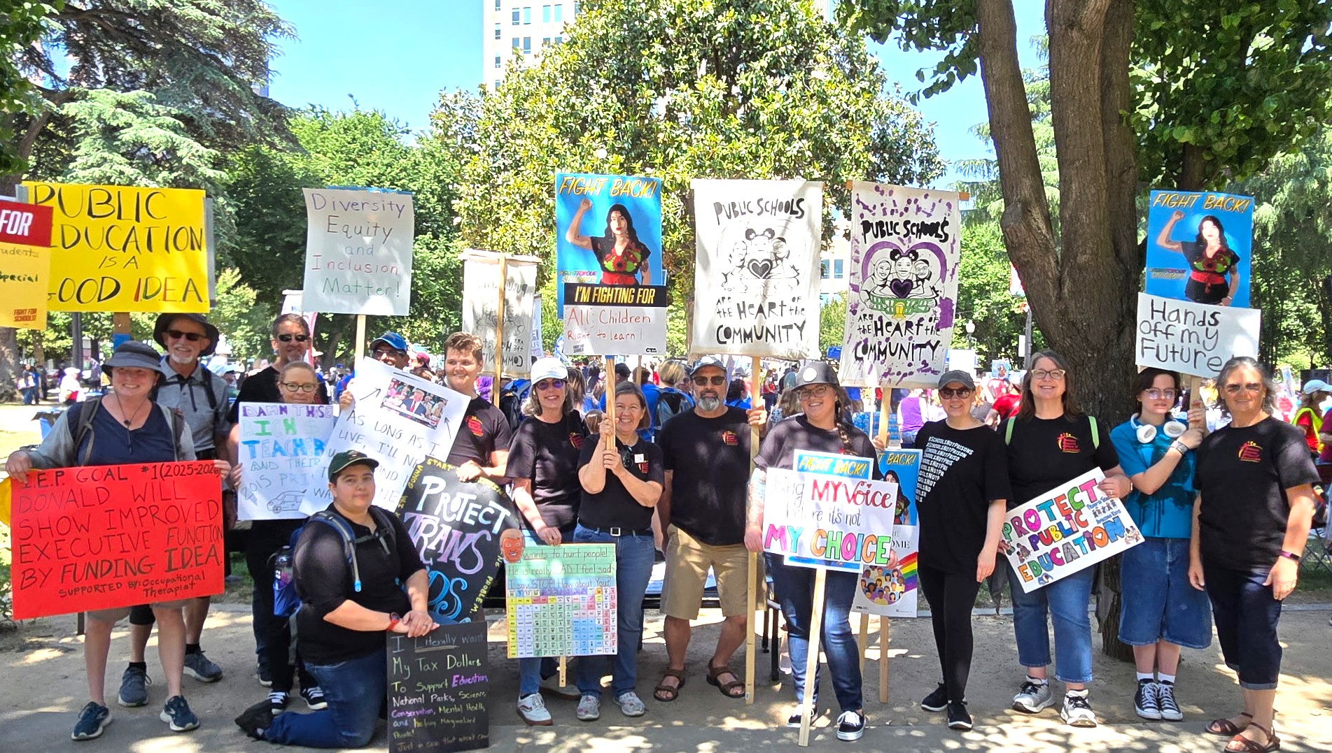 Rallygoers in Sacramento make their feelings known.