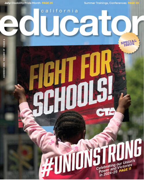 A photo of a child holding up a sign that says Fight for Schools.
