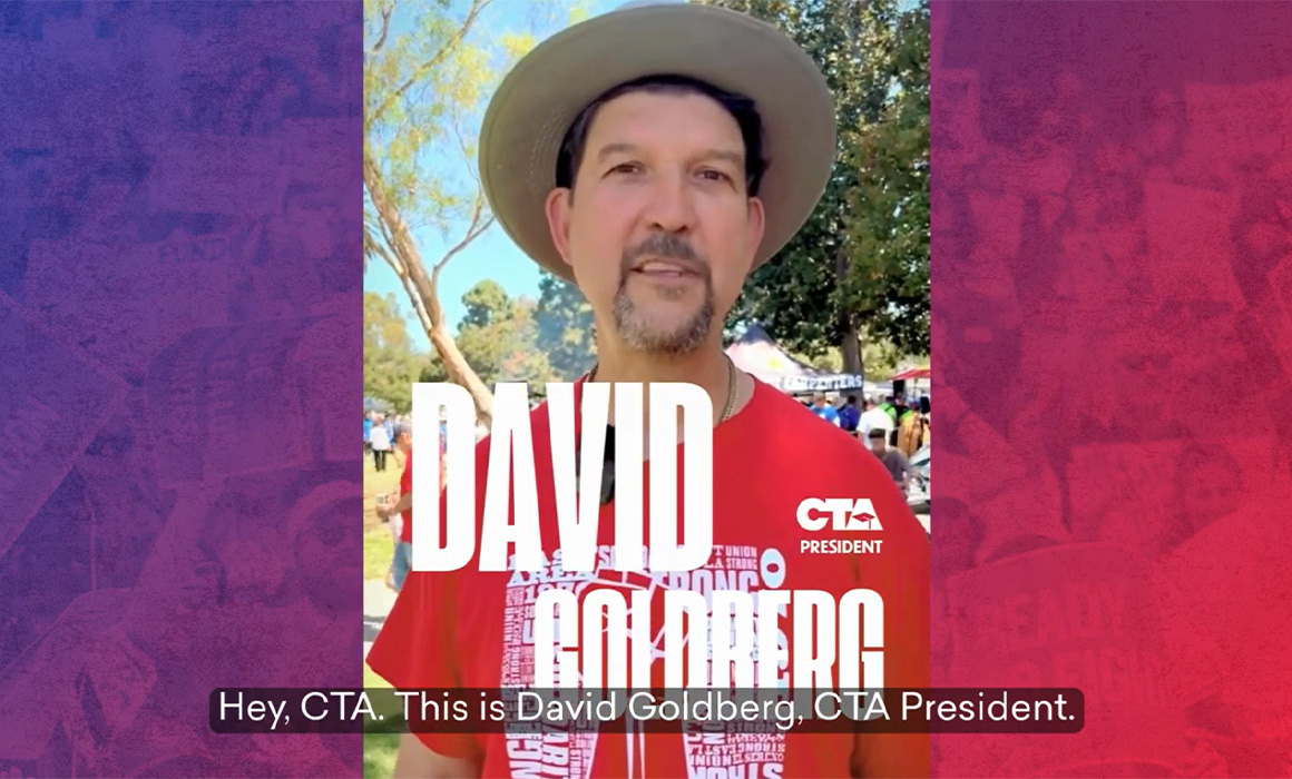 Image of CTA President David Goldberg at the Wilmingot CA Labor Day 2025 Rally.