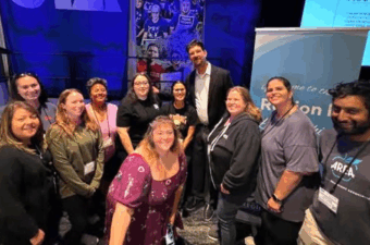 AREA members pictured at a CTA leadership conference with CTA President David Goldberg earlier this year.