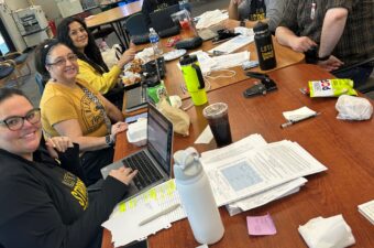 LUTA organized a signature-gathering site blitz at Lincoln High School, its largest site. Leaders met with members during prep periods and lunch to talk about Prop. 55 and collect signatures.