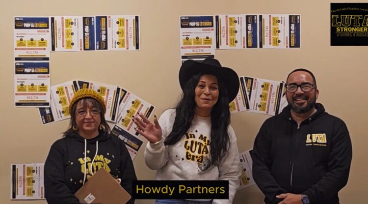 A screenshot from LUTA’s video for members about the importance of signing the Prop. 55 petition.