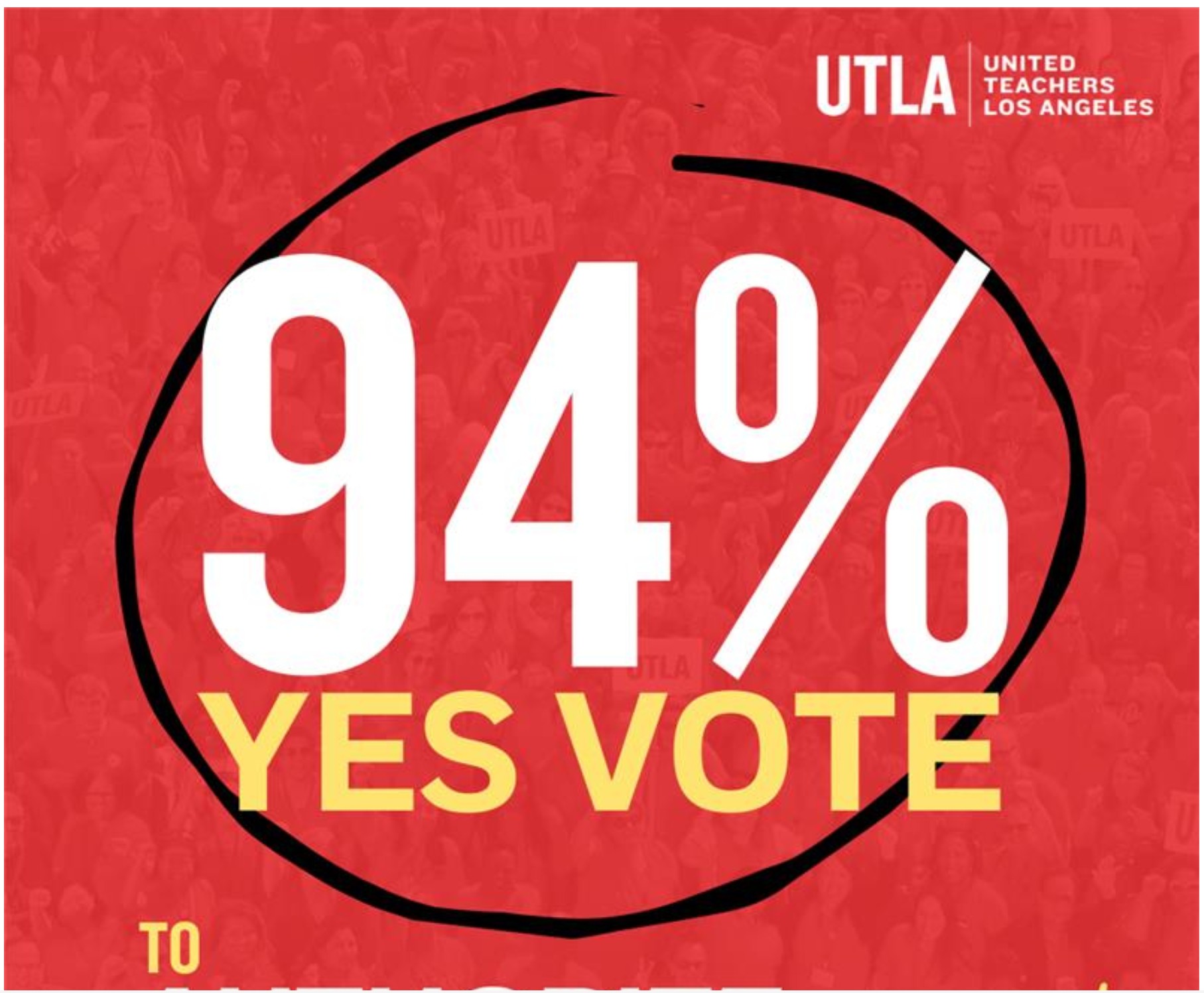 UTLA 94% yes vote logo