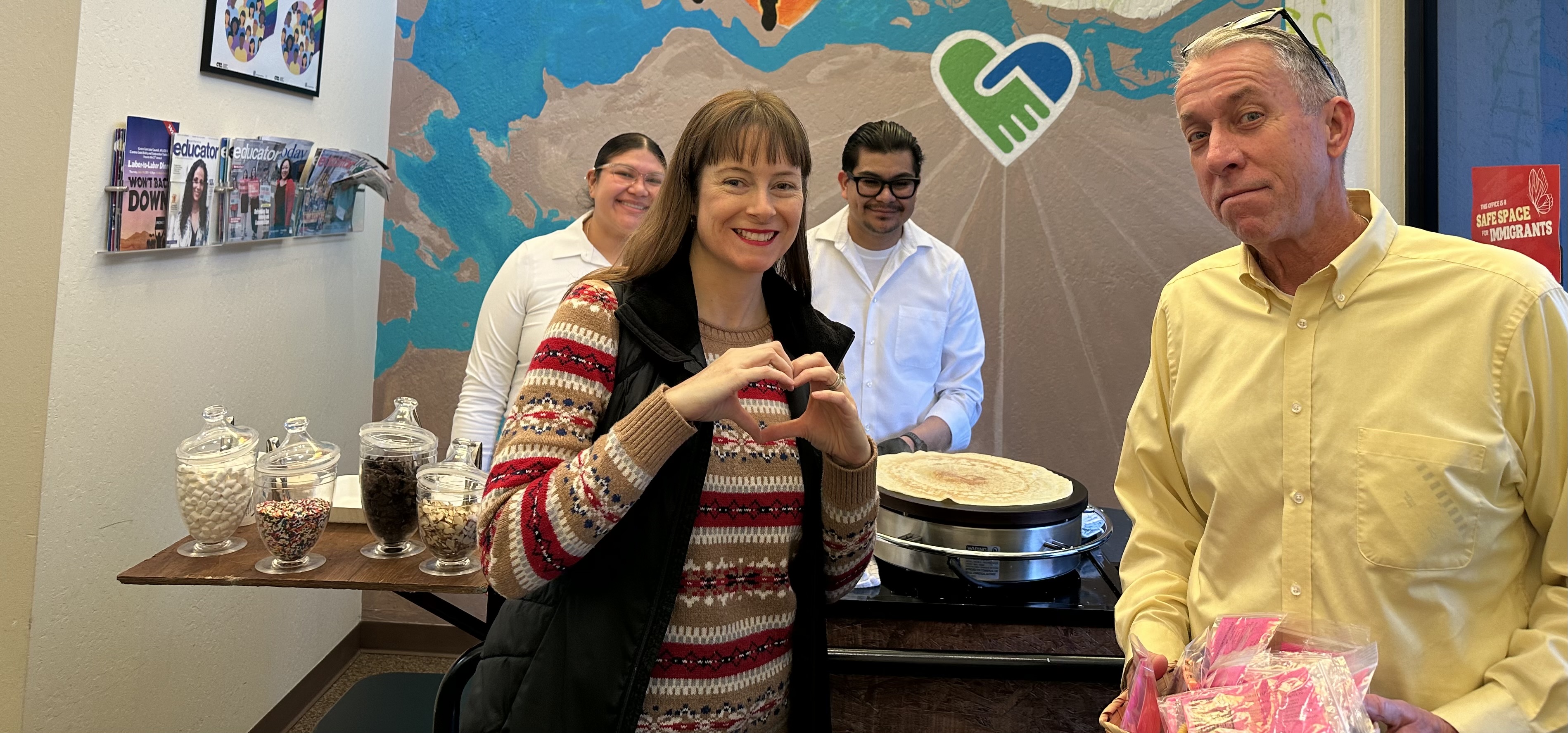 In mid-January, PEA and neighboring Antioch Education Associationsponsored a Crepes & Community Schools event; attendees played community schools-themed bingo based on CCSPP grant language.