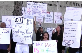Students and community members protested the closure of multiple Inglewood schools in 2024. Courtesy NBCLA