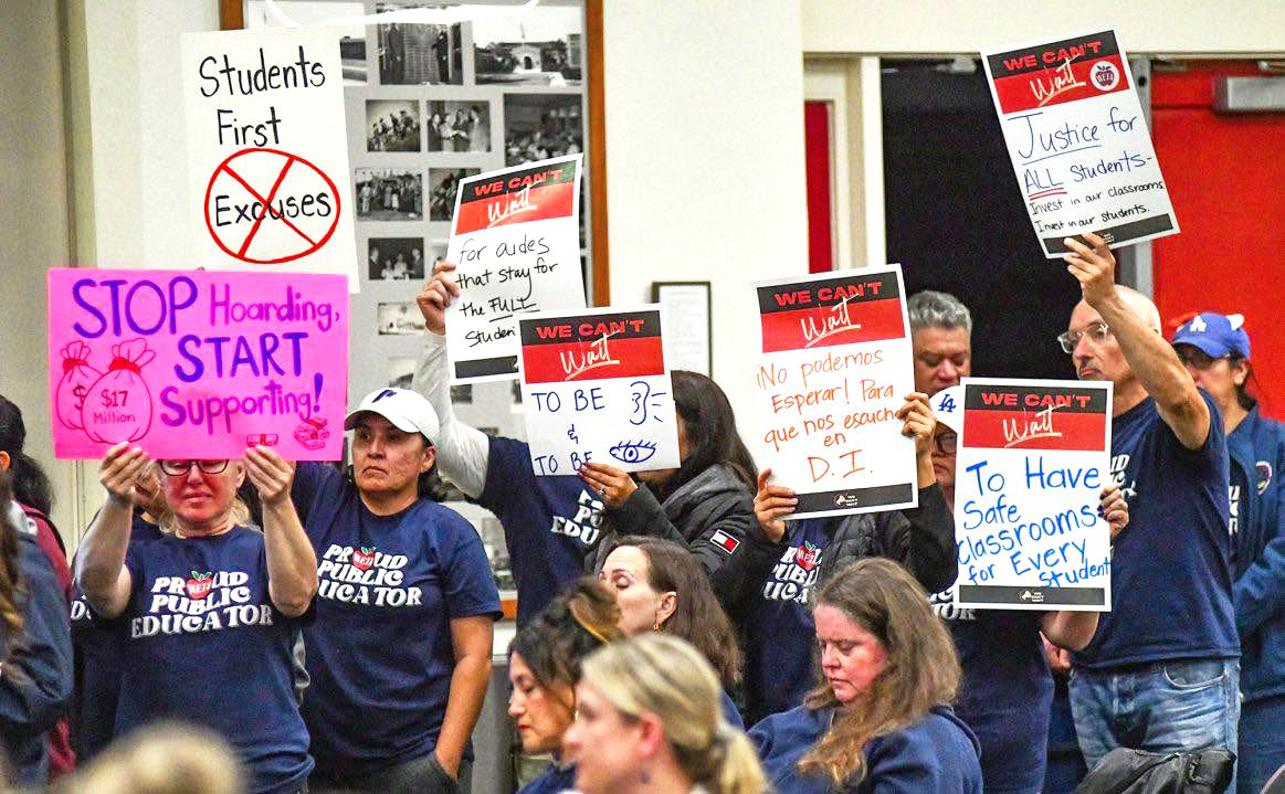 WETA members tell the district what they want inNovember 2025, before reaching a settlement.