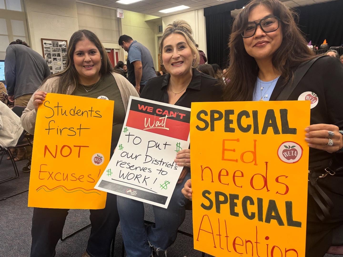 WHITTIER ELEMENTARY TEACHERS’ ASSOCIATION After months of bargaining for fully staffed classrooms and a fair wage, in November 2025 WETA reached a tentative agreement with Whittier City School District. Highlights include special education class size caps and staffing ratios; oneon- one aides for students who need intensive support; a 2.5% ongoing salary increase; caseload caps for speech language pathologists, resource specialists, inclusion specialists and alternative and augmentative communication specialists; and language to ensure that teachers and students have support for their students’ full day.