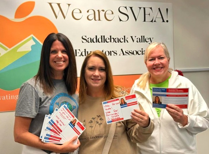 SVEA members wrote postcards urging people to vote pro-public education.