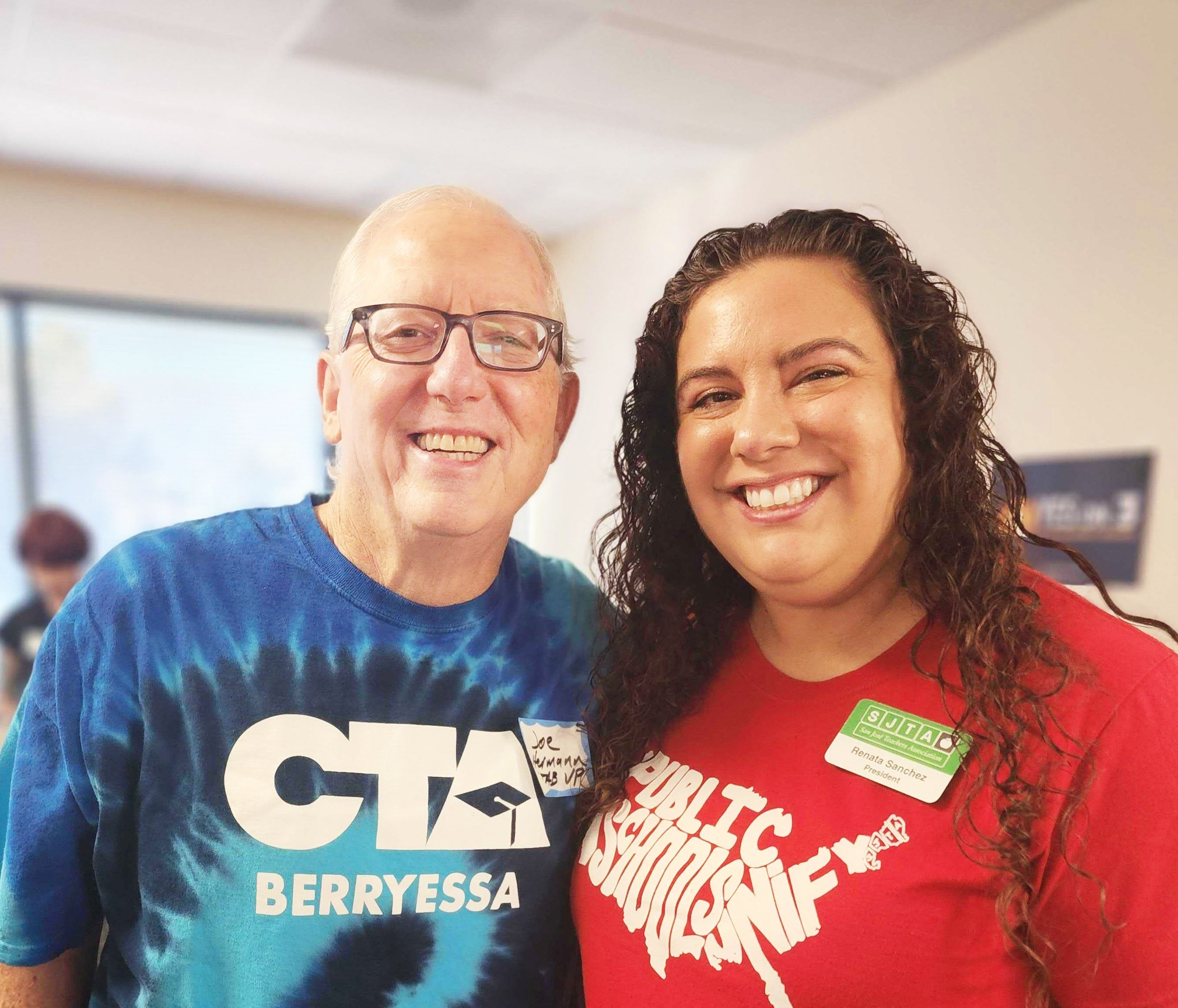 CTA-Berryessa President Joe Hermann with SJTA President Renata Sanchez at the Prop. 3 kickoff in San Jose.