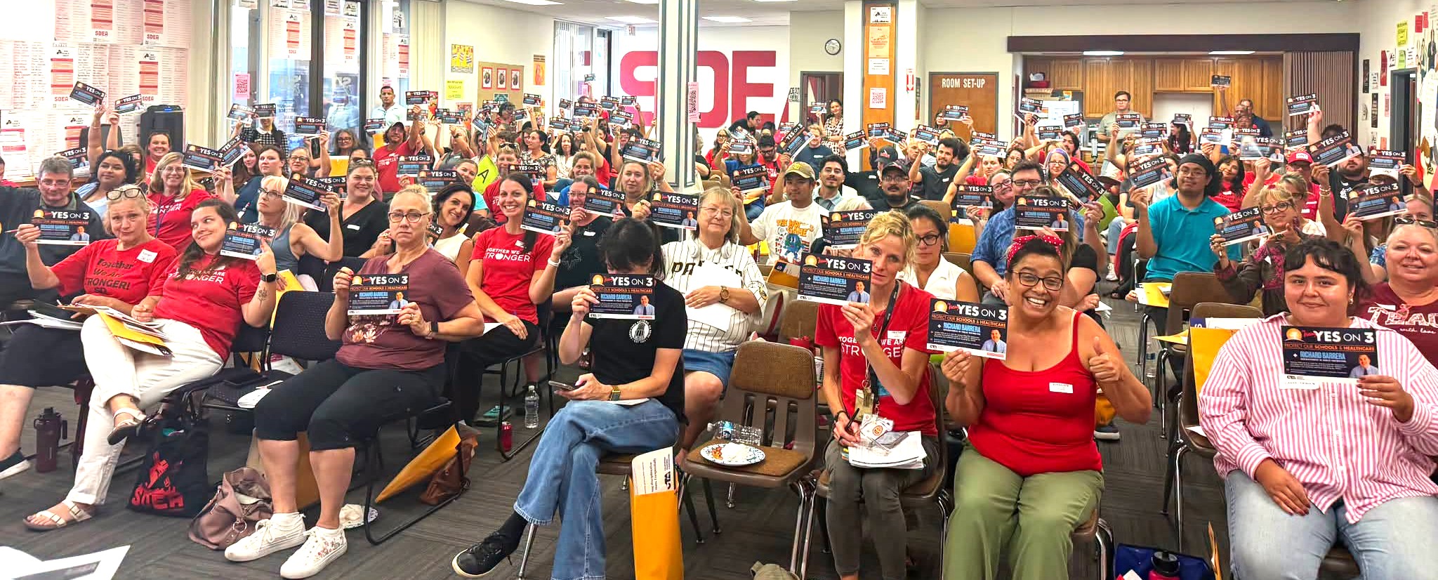 San Diego Education Assn. Rep Council members commit to Yes on Prop. 3 on Sept. 2, preparing to talk to coworkers, colleagues andcommunities about the crucial need to protect school funding.